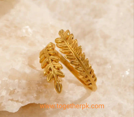 Stainless Steel Leaf Ring