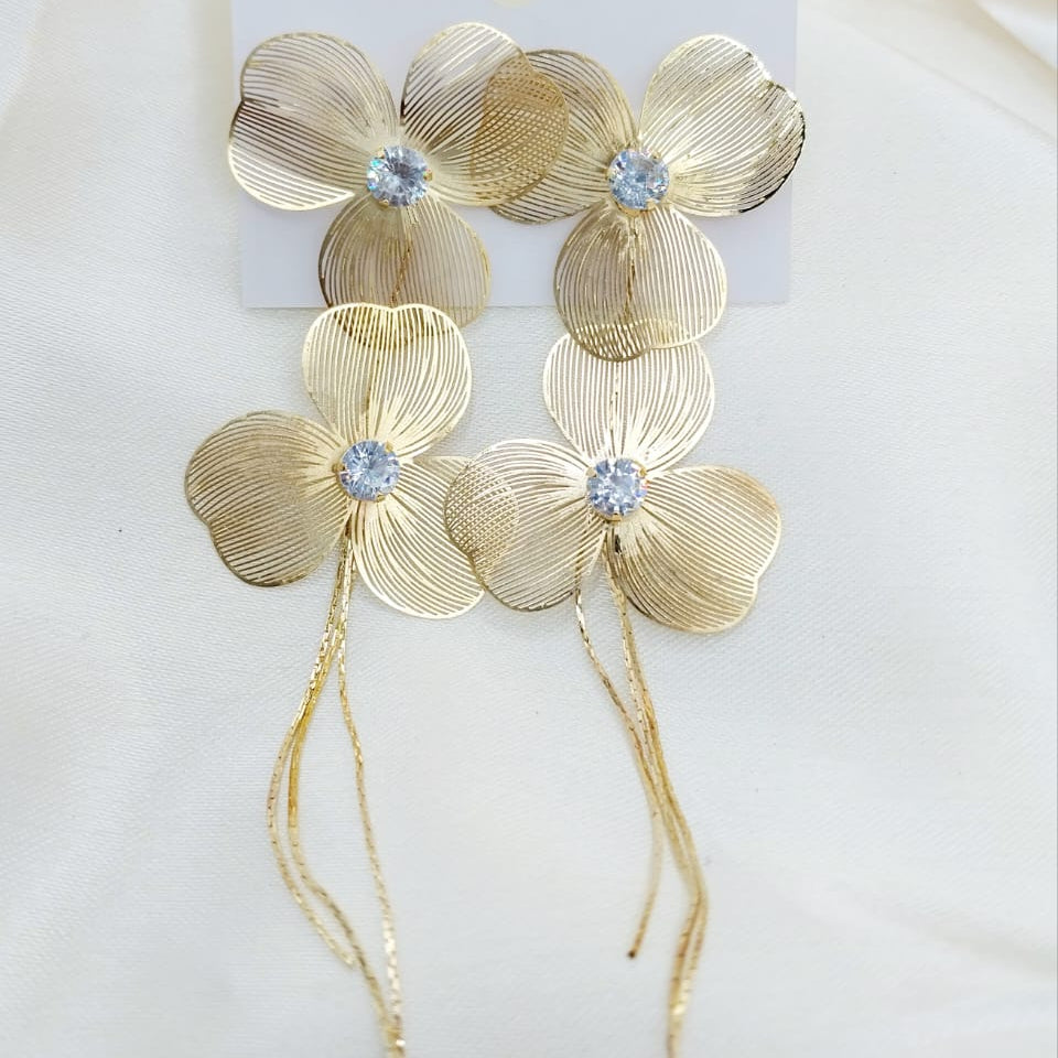 Delicate Double flower Long earrings