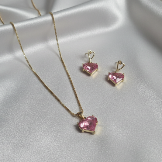 Pink Heart Locket Set