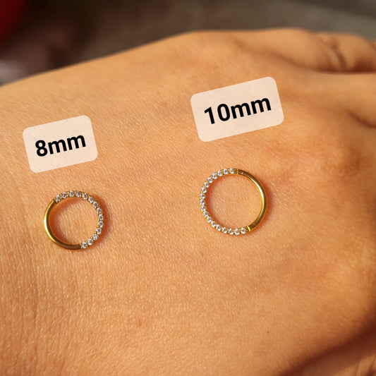 Nose Ring with Rhine stones FRONT INLAY STONES (1 Piece for pierced nose)