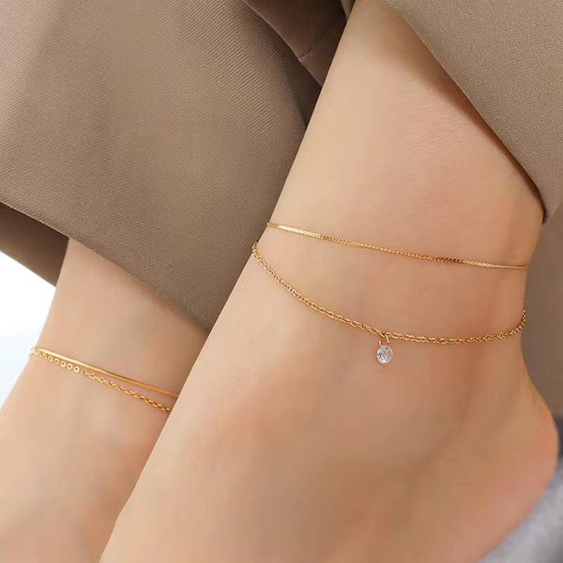 Minimalistic Double Chain Anklet (single Piece)