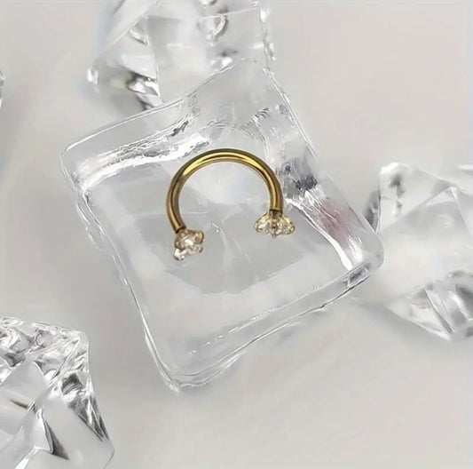 Nose Ring With Screw Rhinestone (Single Piece, Pierced nose only)