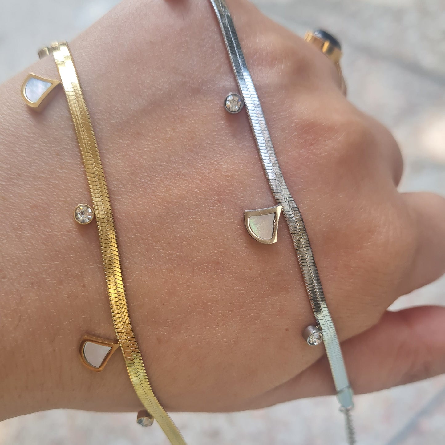 Snake chain with Zircons Anklet (Single Piece)