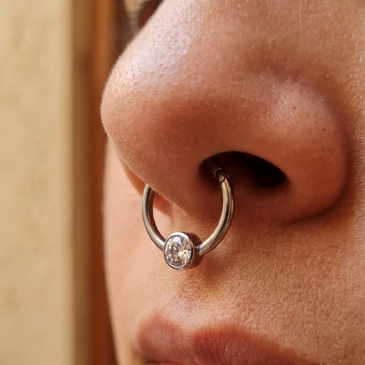1 Stone Nose Ring (1-Piece- Pierced Nose only)