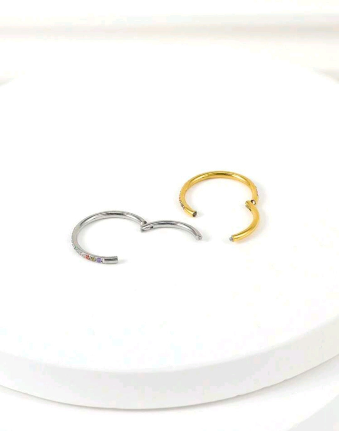 Nose Ring With Rhinestones SIDE INLAY STONES (1 Piece for Pierced Nose)