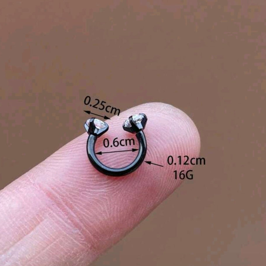 Nose Ring With Screw Rhinestone (Single Piece, Pierced nose only)