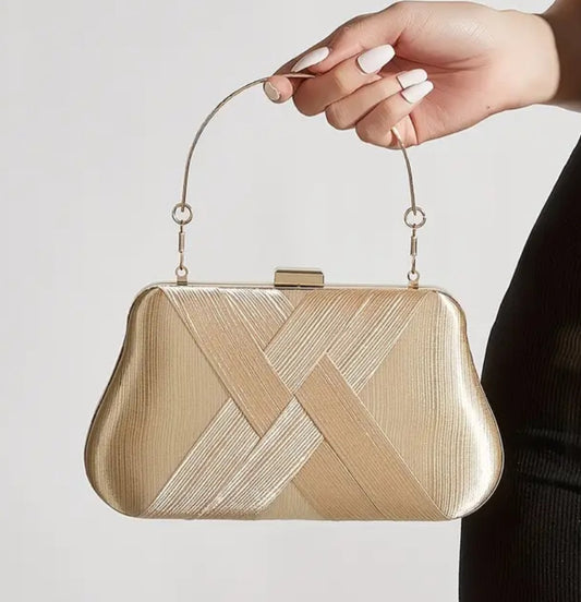 Stylish Woven dinner clutch in gold (Shein Inspired)