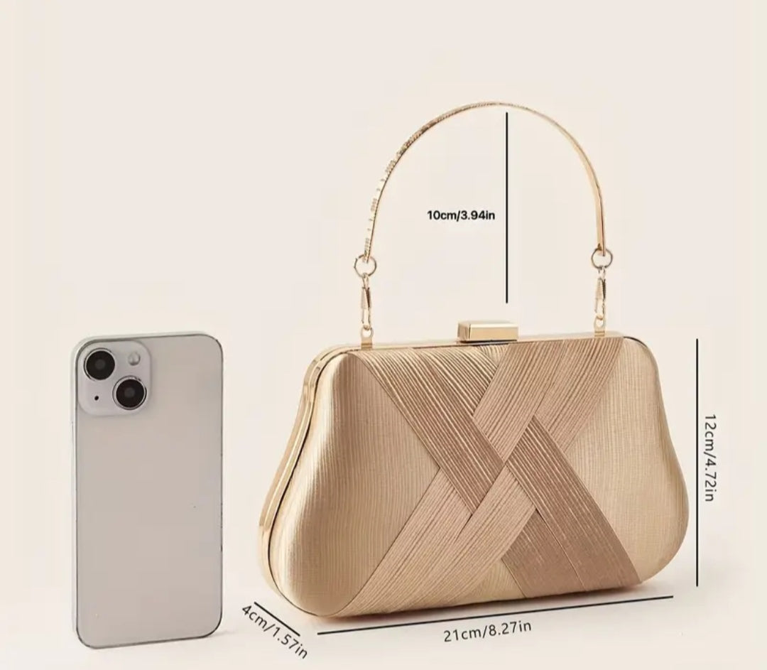 Stylish Woven dinner clutch in gold (Shein Inspired)