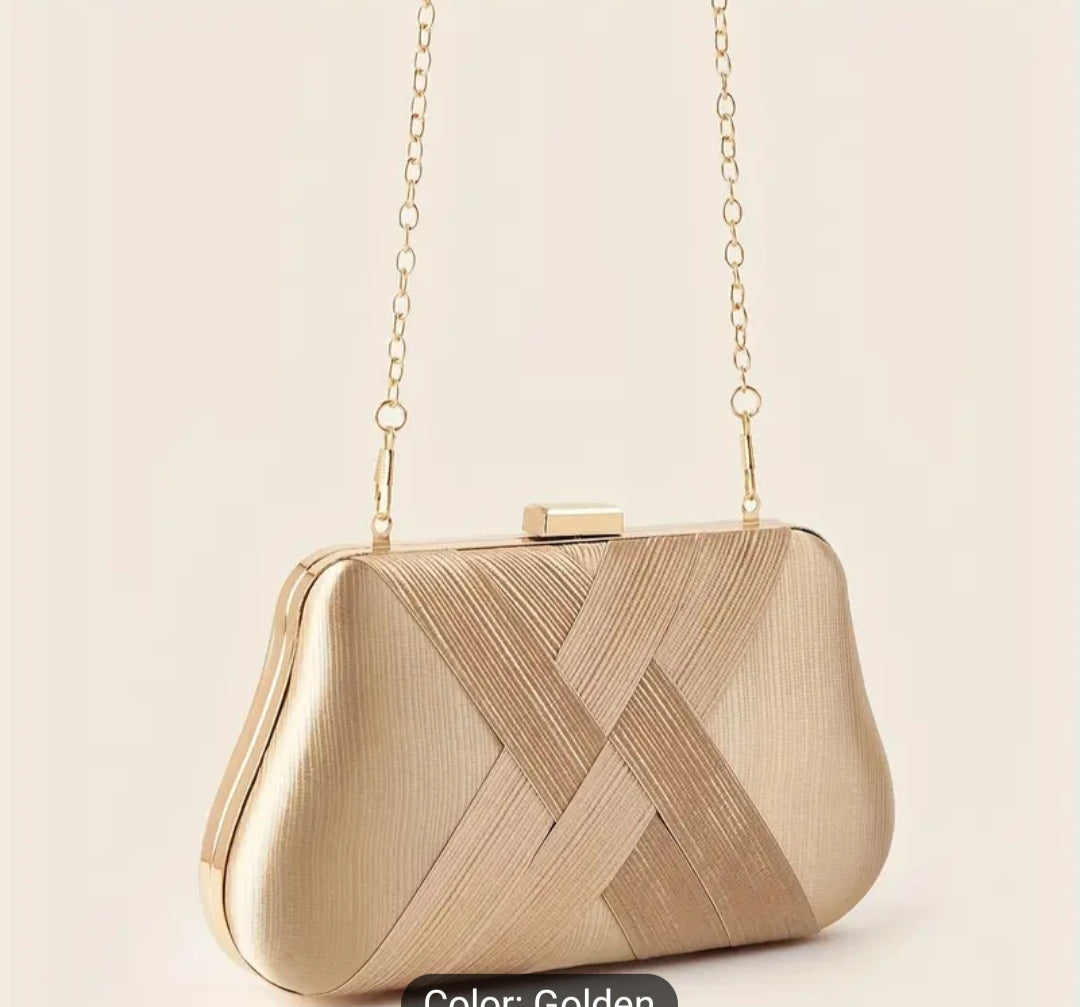 Stylish Woven dinner clutch in gold (Shein Inspired)