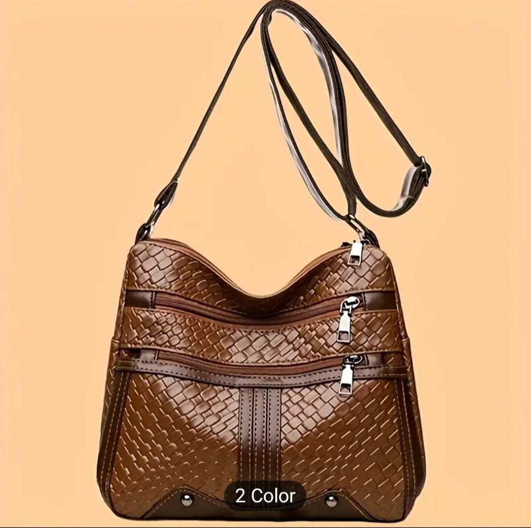 Women's stylish embossed pattern shoulder bag