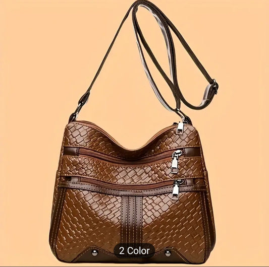 Women's stylish embossed pattern shoulder bag