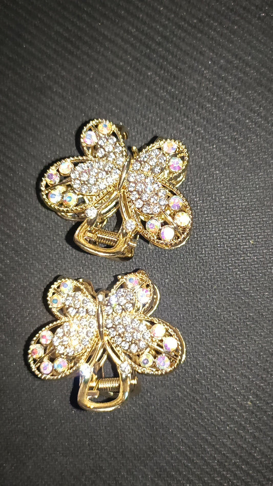 Rhinestone metallic butterfly catchers (2 piece)