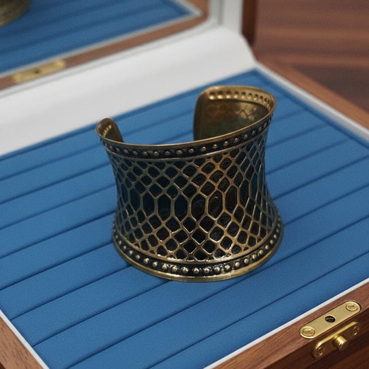 Elegant Gold and Black Ethnic Style Cuff Bracelet