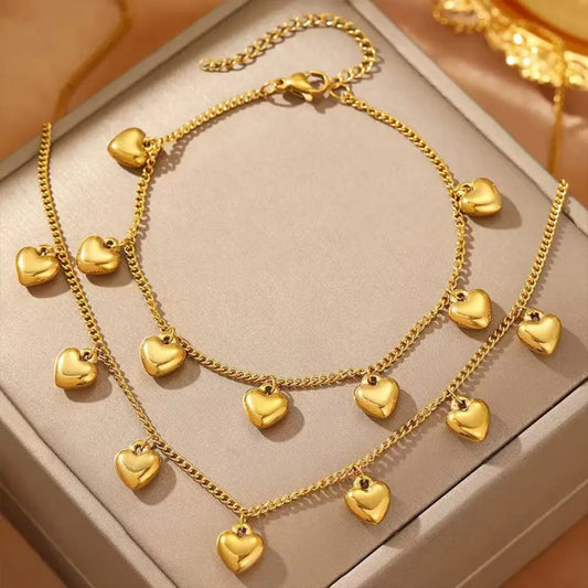 Stylish Heart Necklace and Bracelet