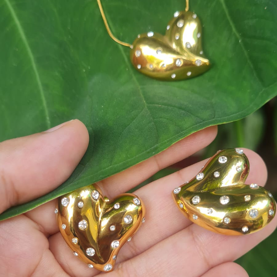 Dashing Gold Heart with Rhinestones