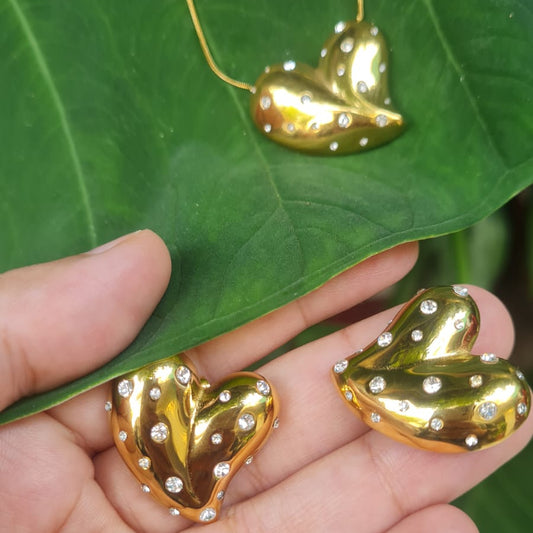 Dashing Gold Heart with Rhinestones