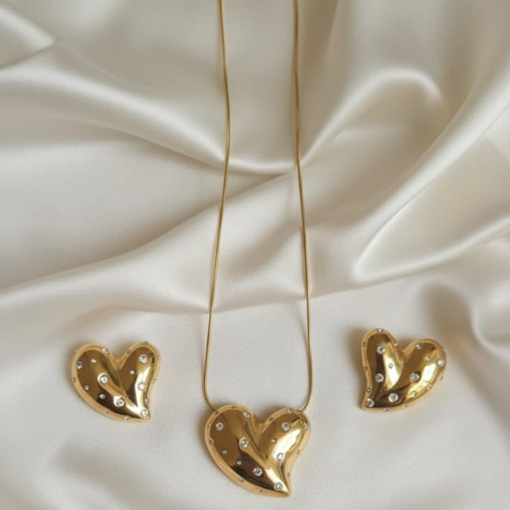 Dashing Gold Heart with Rhinestones