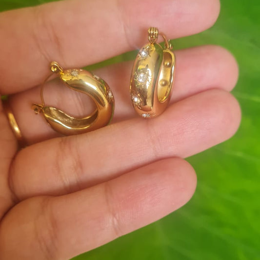 Gold plated Rhinestone Hoops
