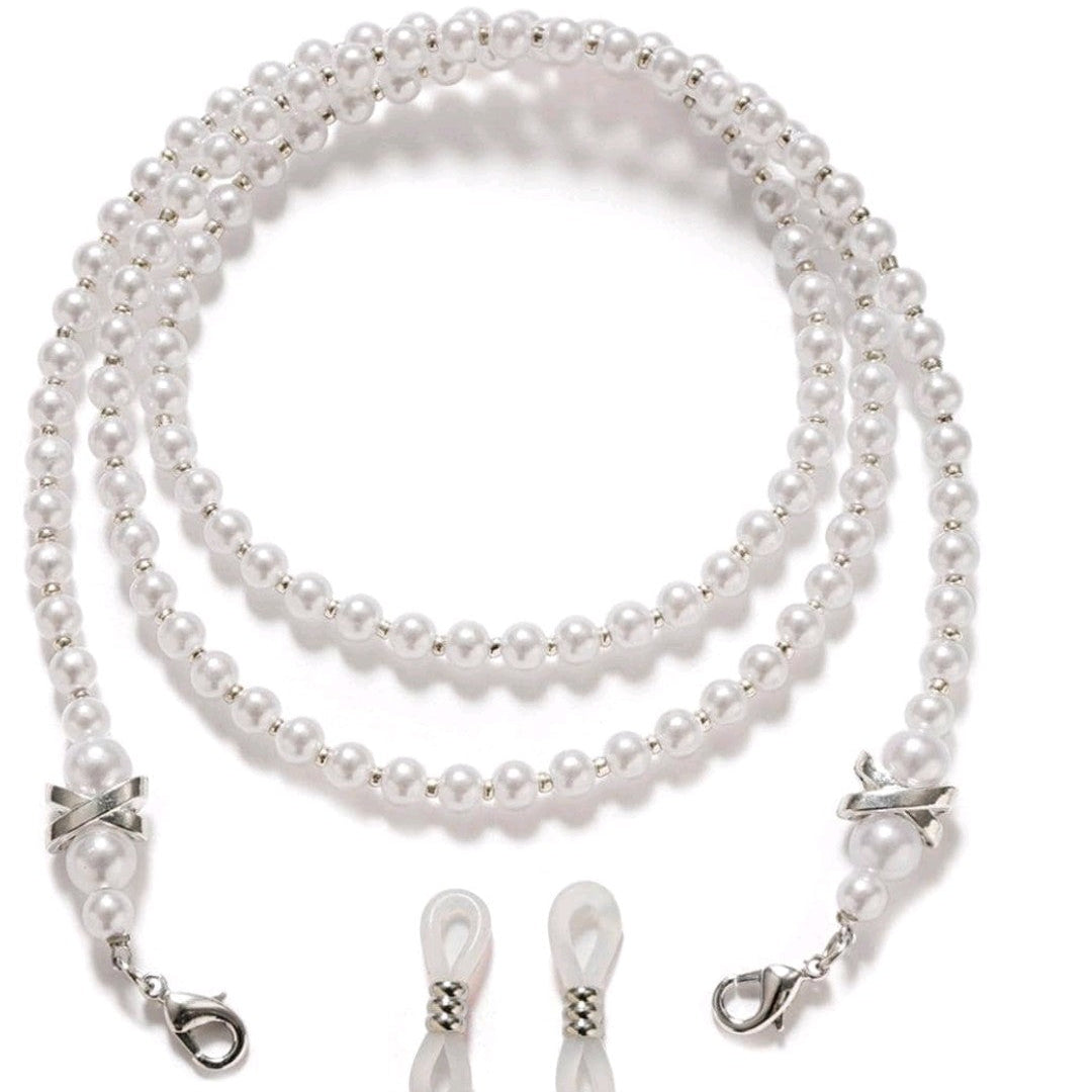 White pearl beaded eyeglasses chain (1 piece - Chain only)