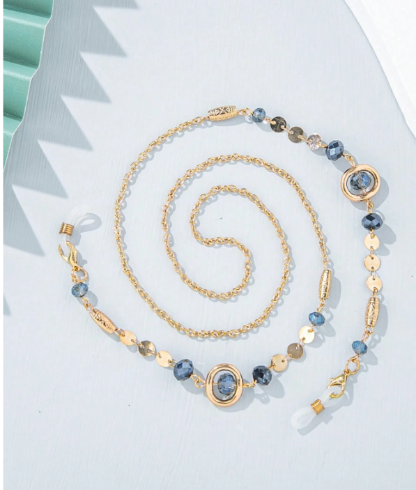 Stylish Crystal Eyeglasses Chain Blue (1 piece)