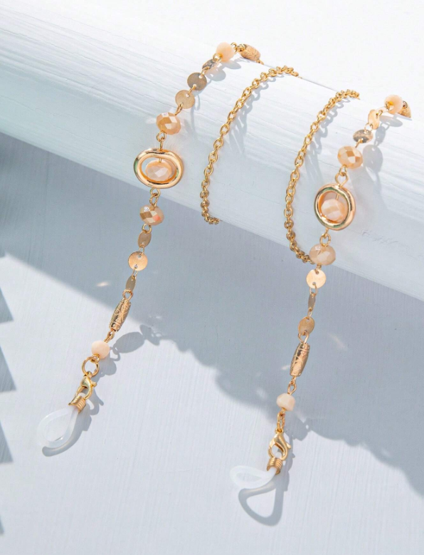 Stylish Crystal Eyeglasses Chain Champagne Gold (1 piece)