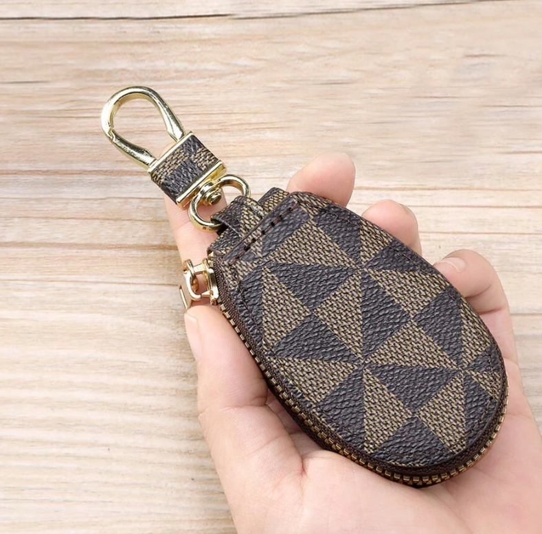 Leather Keychain Holder (Checkered)