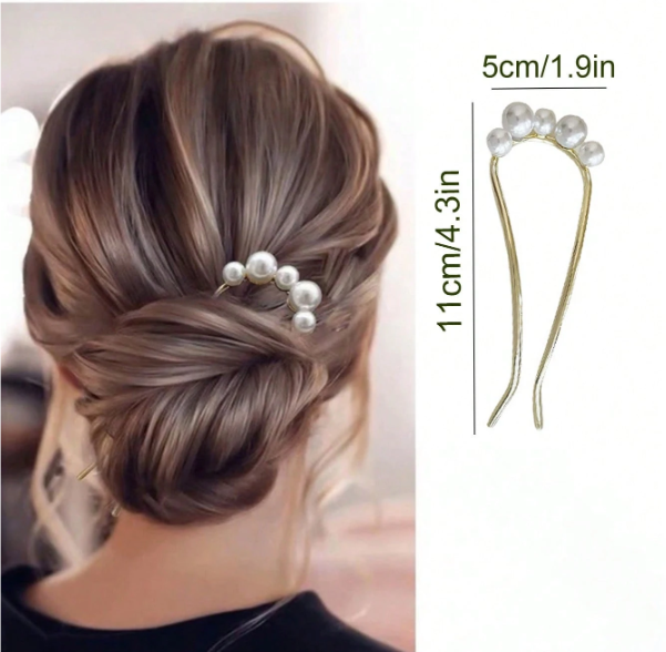 Pearls Hair Bun Pin (Gold)