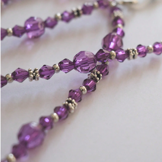 Purple Beaded Glasses Chain for Women – Colourful Eyeglass Holder