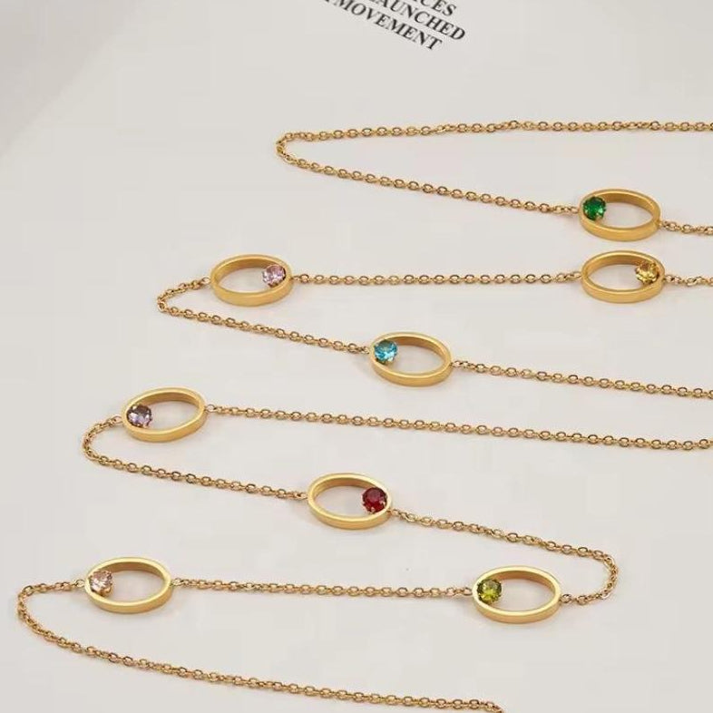 Multi-stones Eyeglasses Chain- Stainless steel
