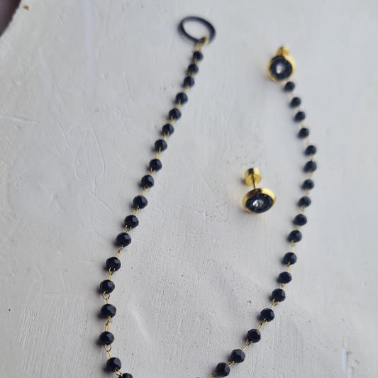 Nose Ring with Black chain & Ear studs (For Pierced nose and ears)