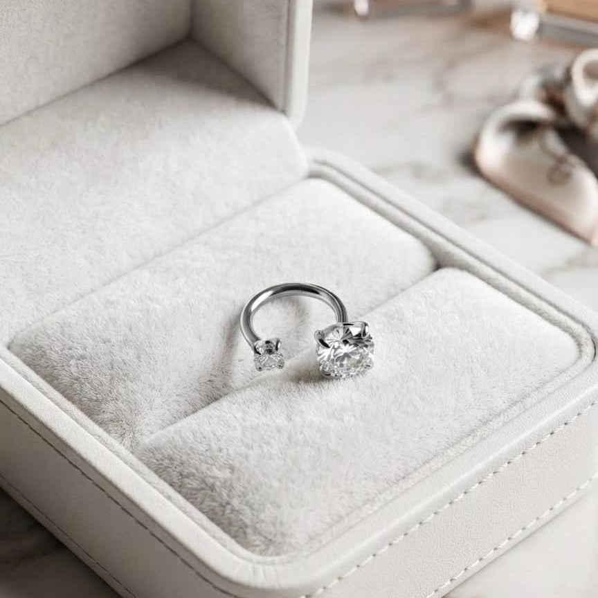 Double Gem Horseshoe Nose Ring (For Pierced Nose)