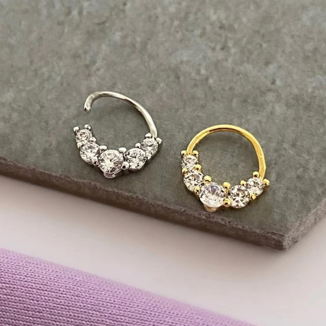 5-Stone Front-Inlay Nose Ring