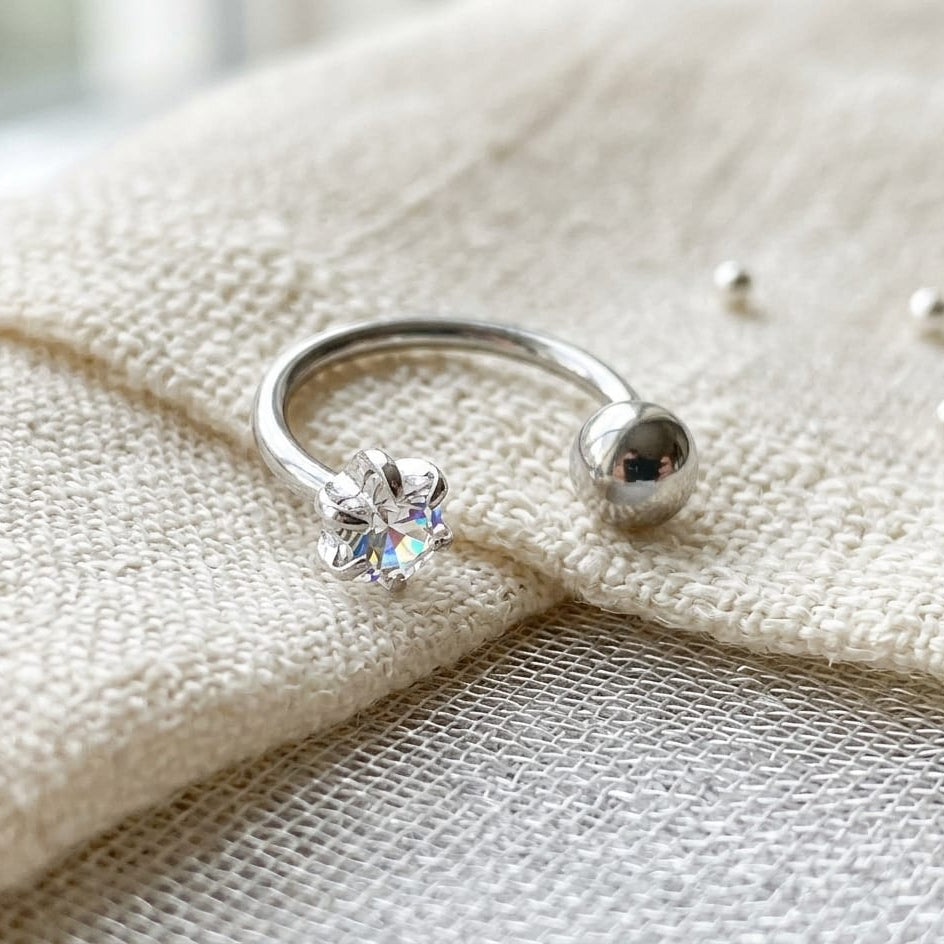 Rhinestone with Ball screw Nose ring (1- Pc Pierced Nose only)