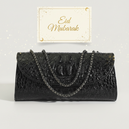 Vintage Snakeskin Black Bag