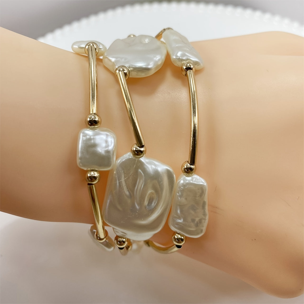 White stones Bracelet (2 pieces)