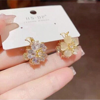 Two sided Golden flower hoops