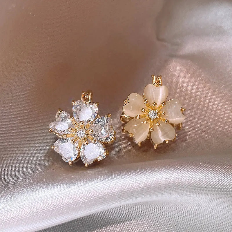 Two sided Golden flower hoops