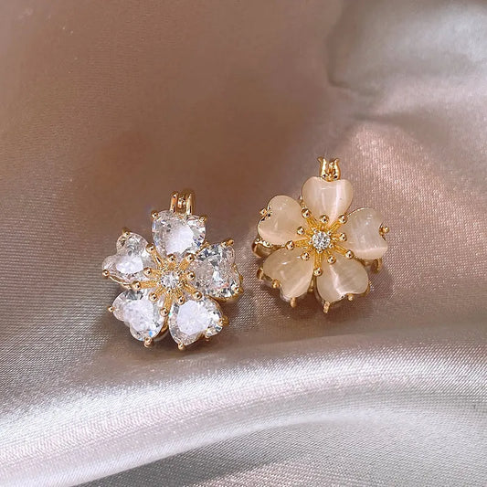 Two sided Golden flower hoops