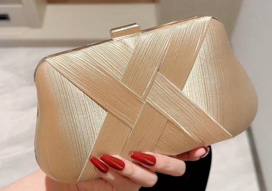 Stylish Woven dinner clutch in gold (Shein Inspired)