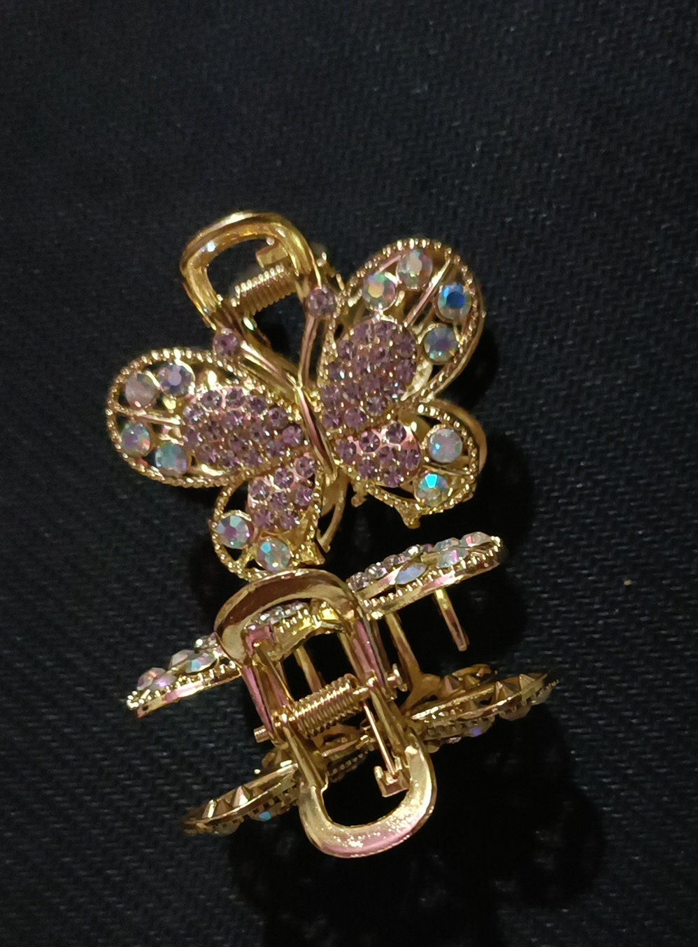 Rhinestone metallic butterfly catchers (2 piece)