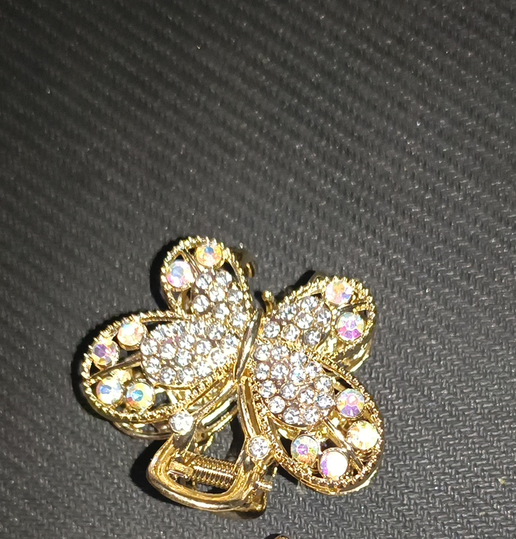Rhinestone metallic butterfly catchers (2 piece)