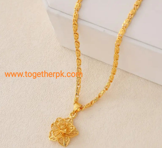 24K Golden plated  floral pendant necklace