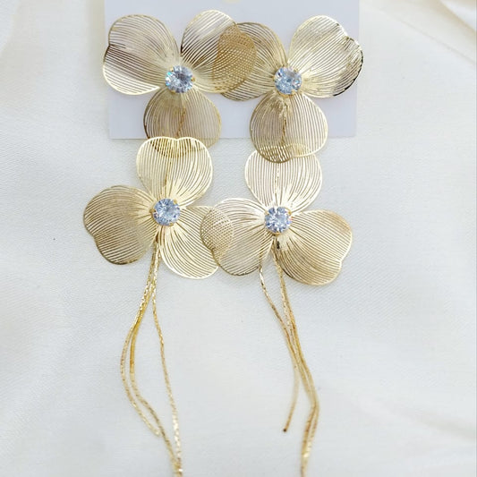 Delicate Double flower Long earrings