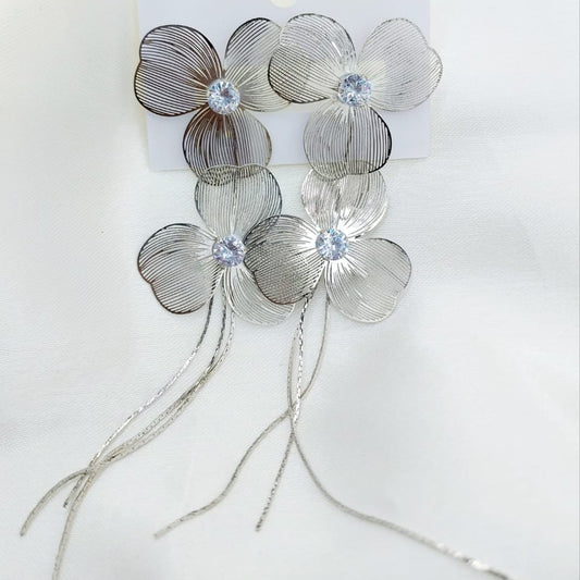 Delicate Double flower Long earrings