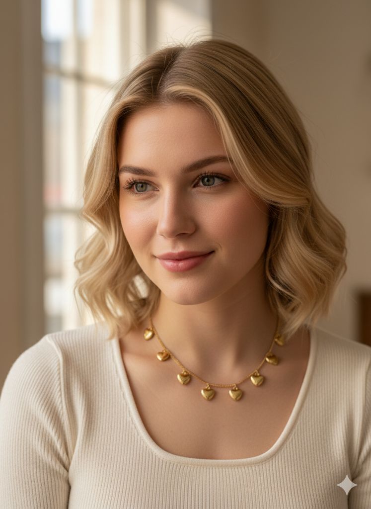 Stylish Heart Necklace and Bracelet