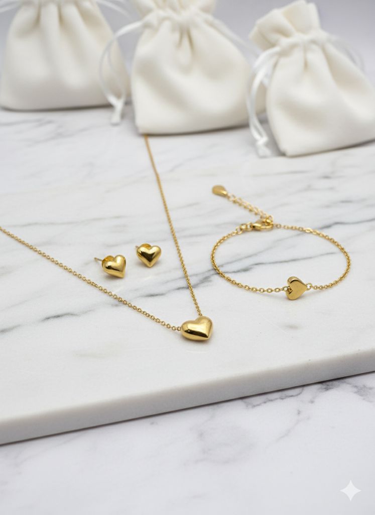 Stainless Steel- Gold plated 3 piece Necklace set