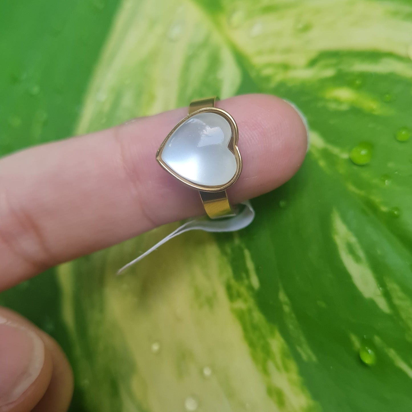 White Heart Stone Ring
