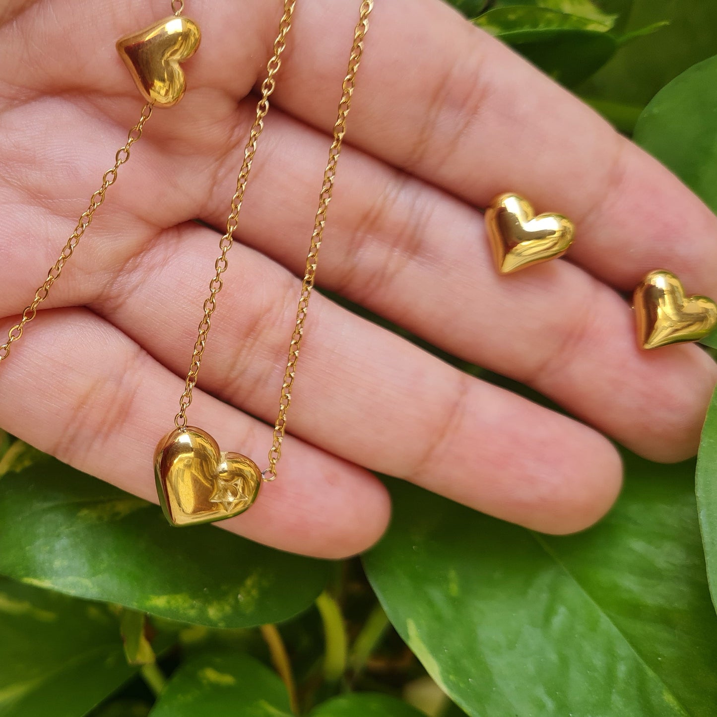 Mini Heart- Gold plated 3 piece Necklace set