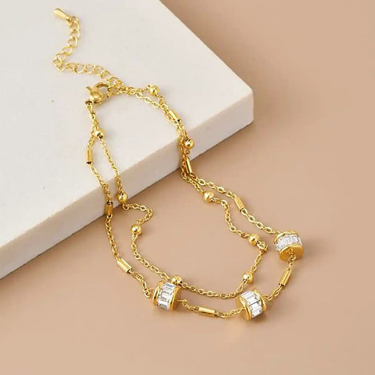 Sparkling Rhinestones Double Layered Bracelet