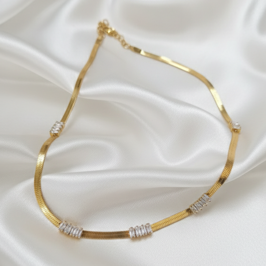 Stainless Steel Necklace with Zircons